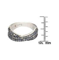 Suzy Levian Sterling Silver Sapphire & Created White Pave Crossover Twist Band Ring