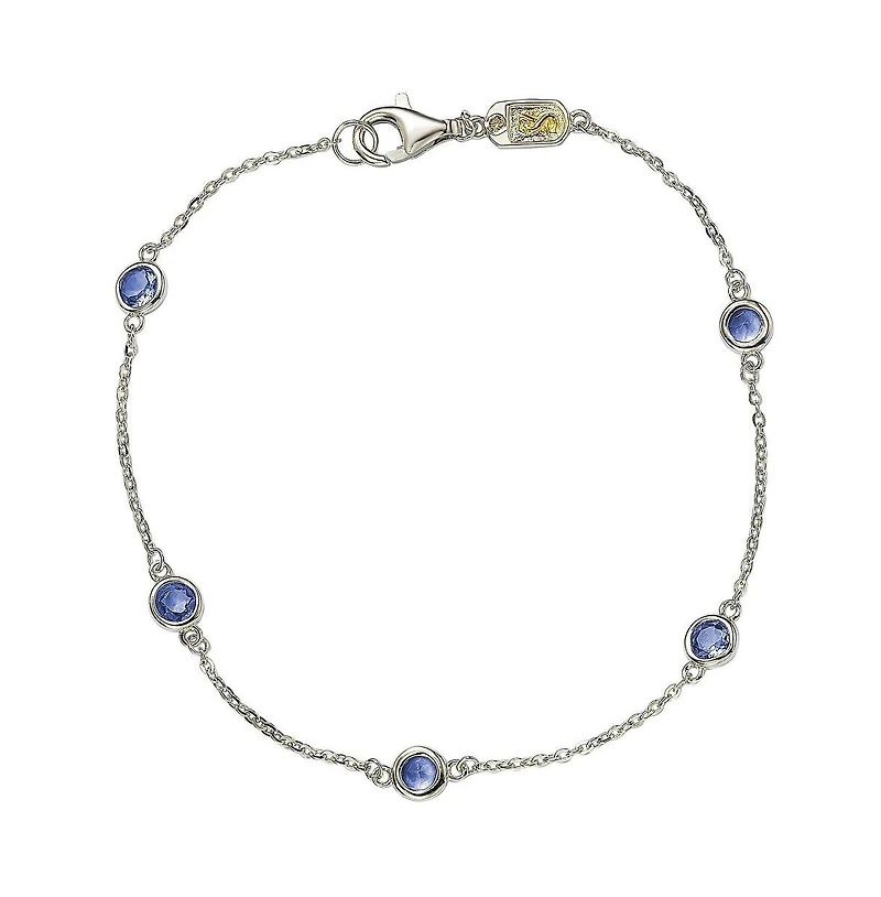 Suzy Levian New York Sterling Silver Sapphire 1 cttw Station Link Bracelet