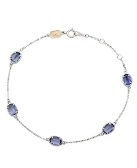 Suzy Levian 14K Gold 2.50 Cttw Oval Cut Tanzanite Station Bracelet