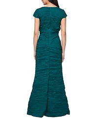Alex Evenings Petite Long Crinkle Stretch Taffeta Dress