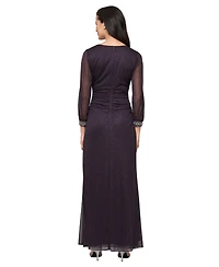 Sl Fashions Petite Long Glitter Mesh Dress