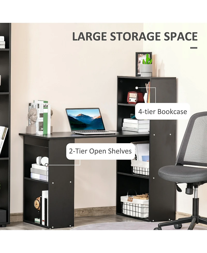 Homcom 47" Home Office Computer Desk with 6-Tier Shelves,