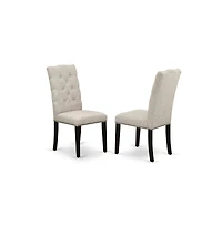 East West Furniture 5-Pc rectangular Dinette Set Included 4 Dining chairs Upholstered Seat and High Button Tufted Chair Back and Rectangular Mid Centu