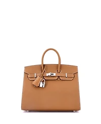 Pre-Owned Hermes Birkin 25 Handbag Brown Epsom with Palladium Hardware
