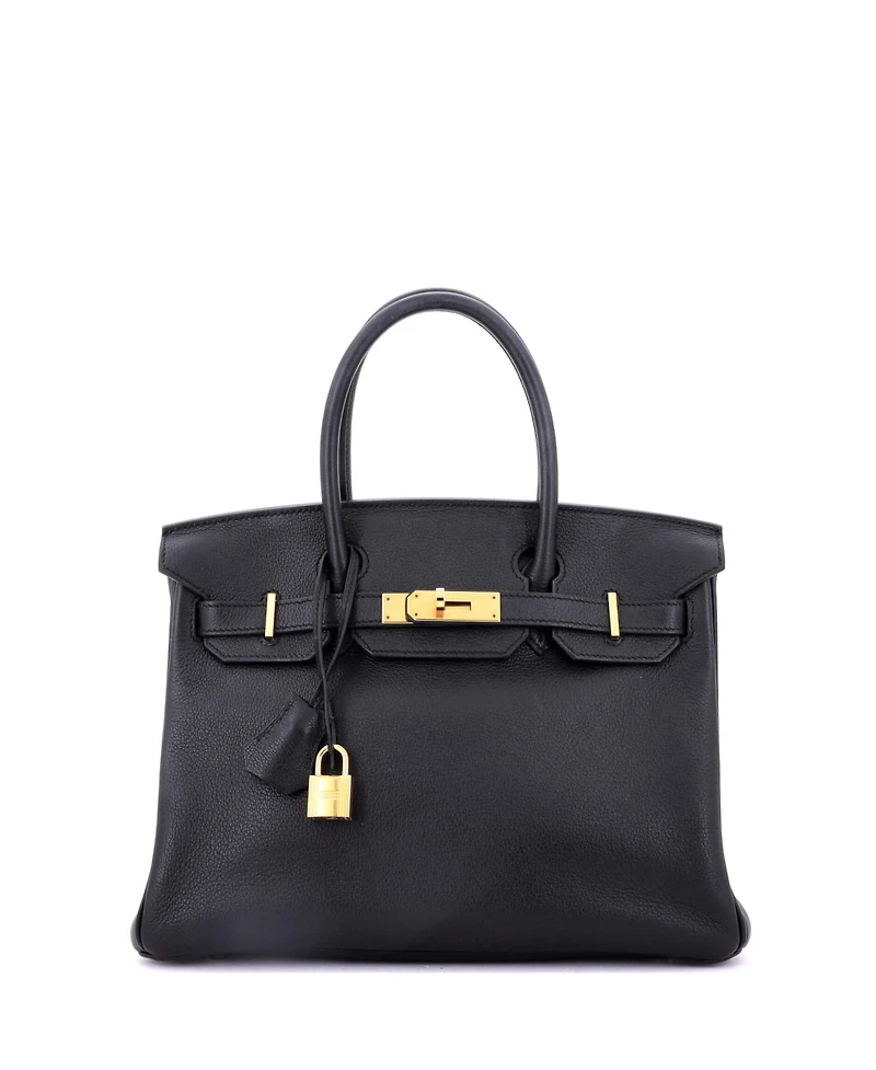 Pre-Owned Hermes Birkin 30 Handbag Black Novillo with Gold Hardware