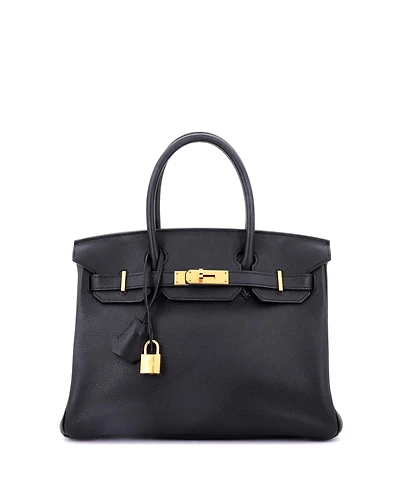 Pre-Owned Hermes Birkin 30 Handbag Black Novillo with Gold Hardware