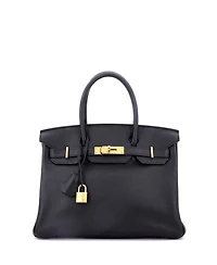 Pre-Owned Hermes Birkin 30 Handbag Black Novillo with Gold Hardware