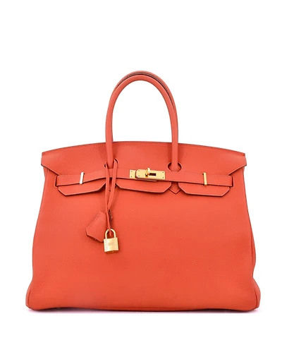 Pre-Owned Hermes Birkin 35 Handbag Orange Togo with Gold Hardware