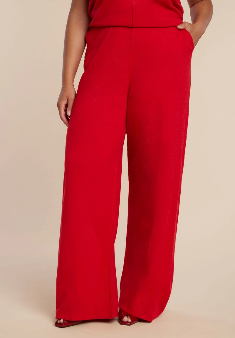 Eloquii Elements Women's Plus Knit Wide Leg Sweater Pant