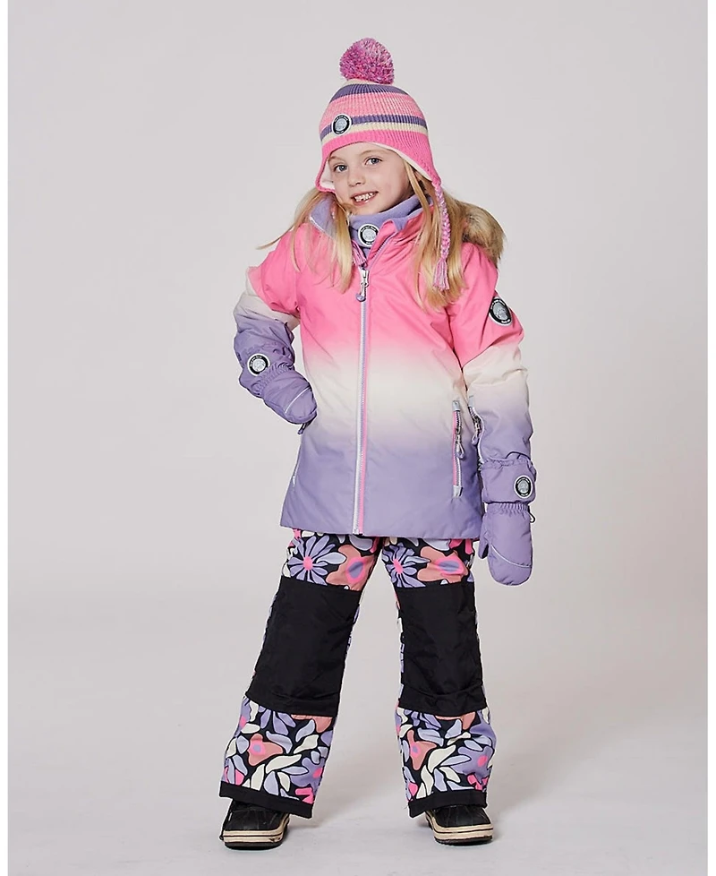 Deux par Girl Two-Piece Play Snowsuit Black Retro Flower Print - Child