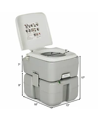 5.3 Gallon Portable Travel Toilet with Piston Pump Flush for Camping