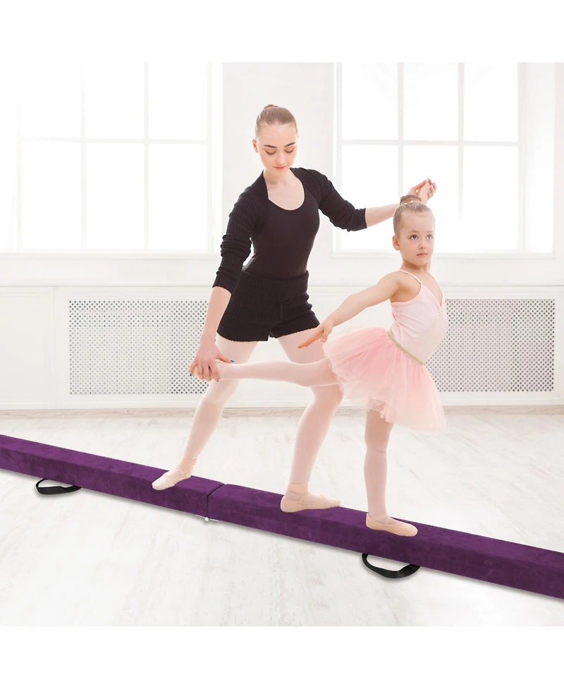 Folding Balance Beam with Solid Wood Base and Anti-Slip Bottom