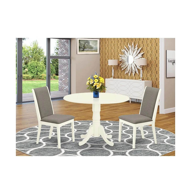 East West Furniture Dining Room Set Linen White
