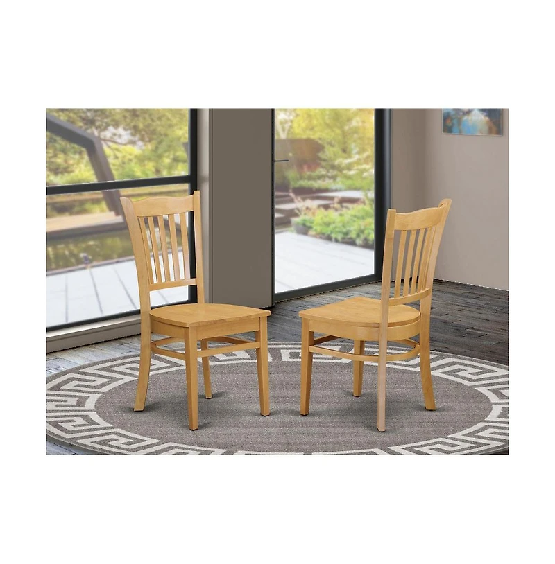 East West Furniture 5 Piece Table and Chairs Dining Set - Oak Wood Dining Table and 4 Oak Wooden Dining Chairs with Slatted Back - Oak Finish