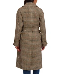 Sebby Collection Women's Long Belted Oversized Double Breasted Faux Wool Coat
