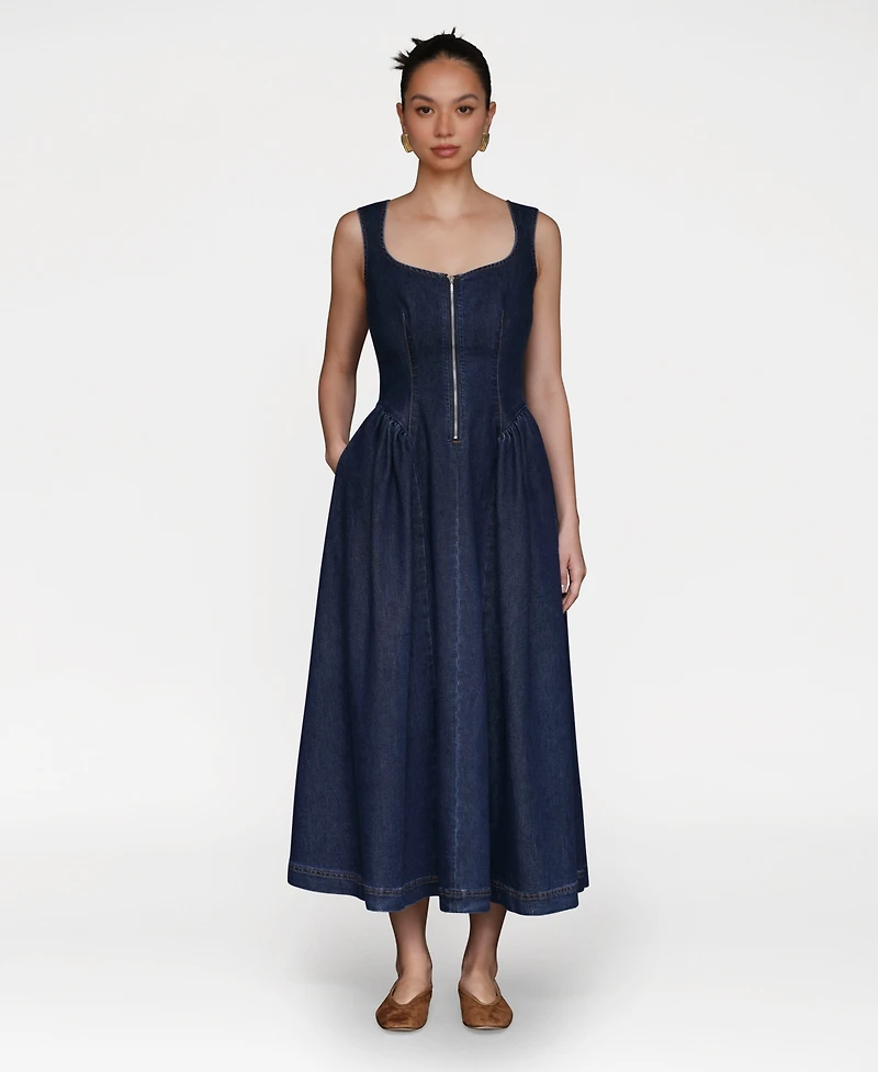 Avec Les Filles Women's Sweetheart Full Skirt Midi Dress