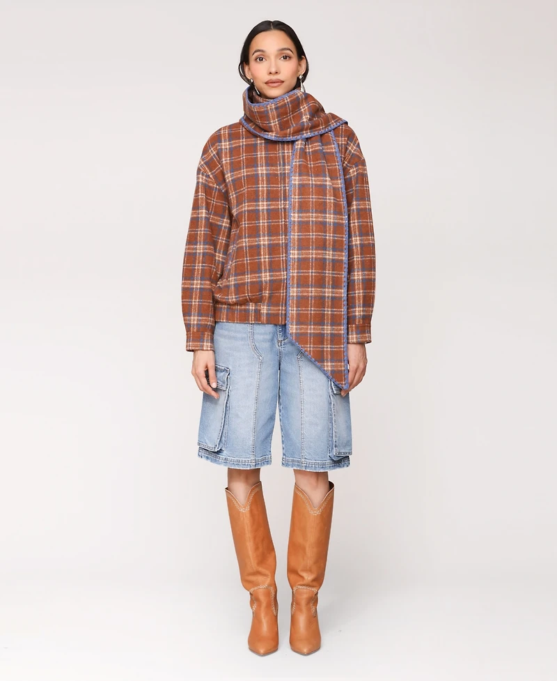 Avec Les Filles Women's Scarf Bomber Jacket