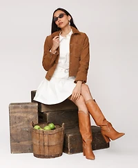 Avec Les Filles Women's Leather Western Snap Front Fitted Jacket