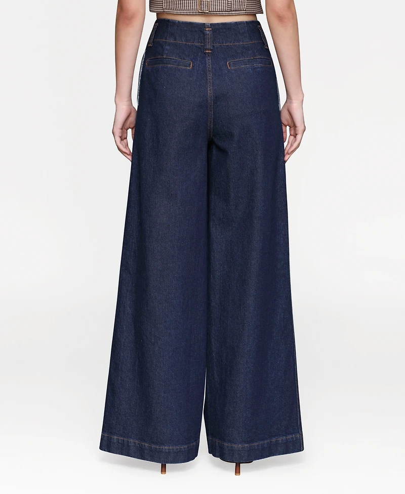 Avec Les Filles Women's Wide Leg Hollywood Waist Jeans