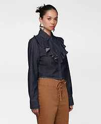 Avec Les Filles Women's Ruffle Yoke Blouse