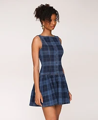 Avec Les Filles Women's Drop Waist Boat Neck Mini Dress