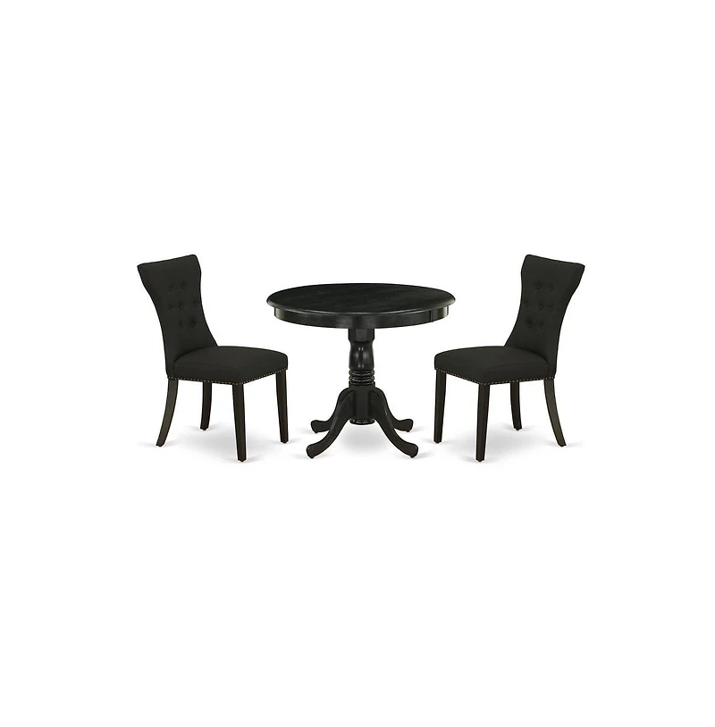 East West Furniture Dining Room Set Wirebrushed Black