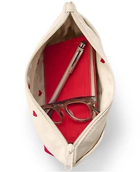 Lands' End Embroidered Zipper Canvas Pouch