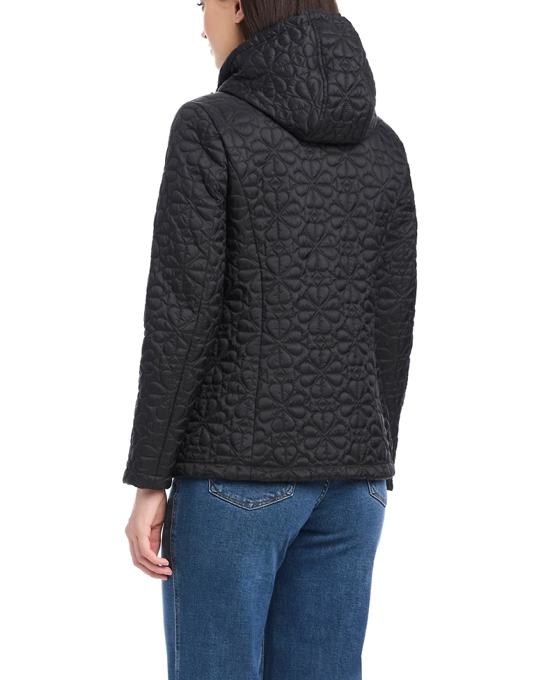 kate Spade new york Women's Short Flower Quilted Jacket With Hood