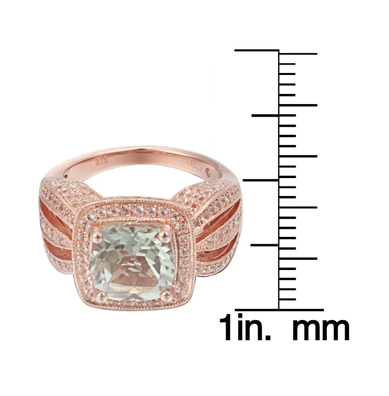 Suzy Levian New York Sterling Silver Cushion Cut Center Topaz Cocktail Ring