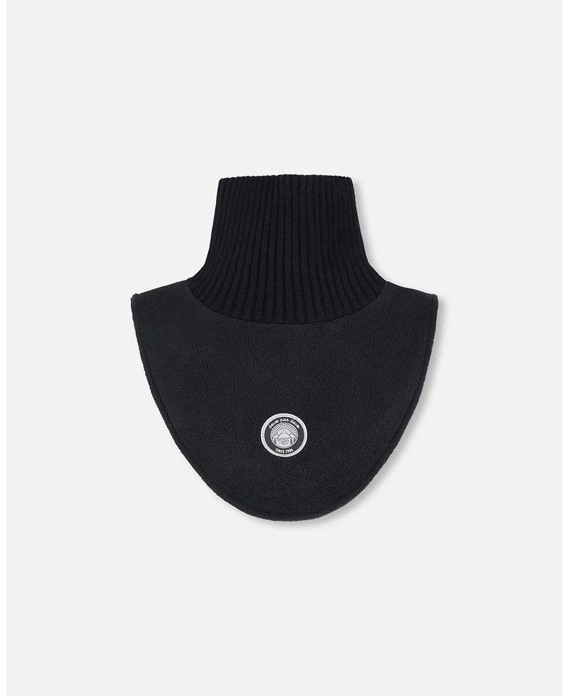 Deux par Kids Unisex Polar Fleece and Knit Neckwarmer Black - Toddler|Child