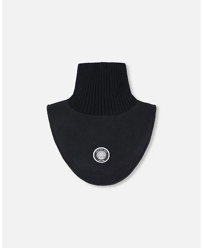 Deux par Kids Unisex Polar Fleece and Knit Neckwarmer Black - Toddler|Child