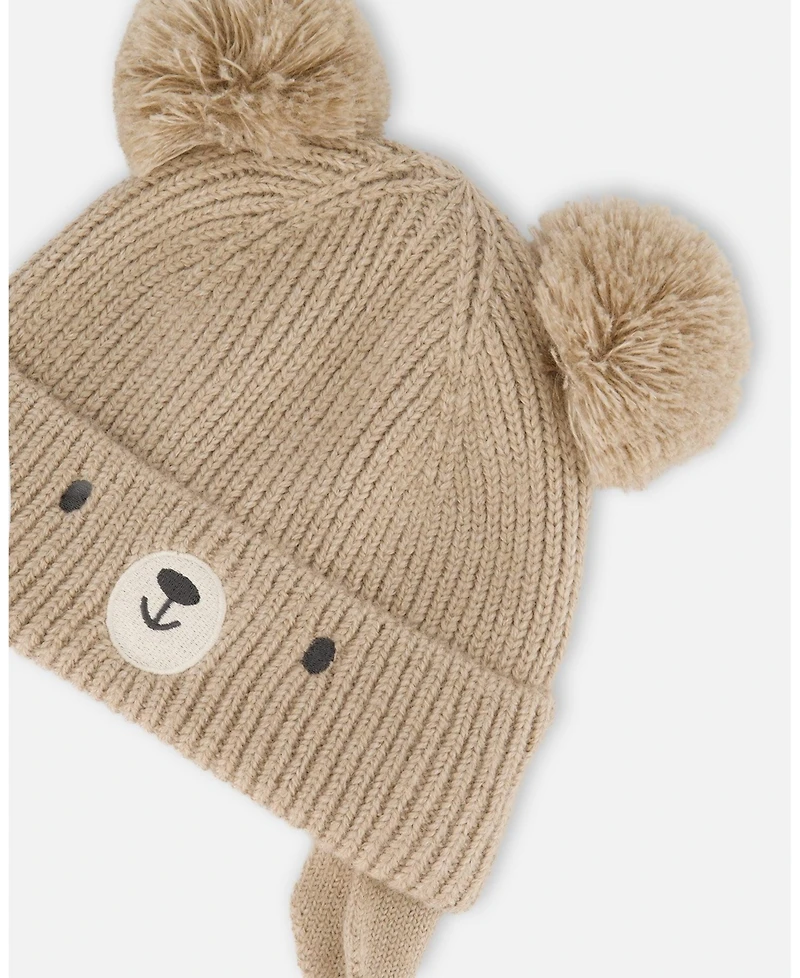 Deux par Toddler Unisex Lined Knit Hat with Pompoms Chanterelle - Baby|Toddler
