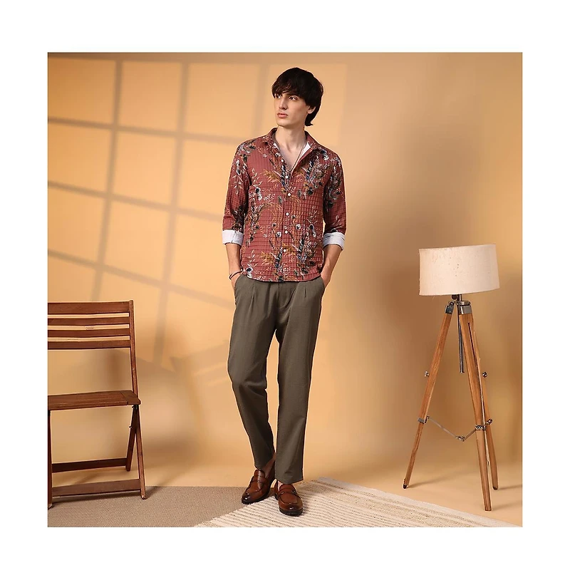 Campus Sutra Sunflower-Waffle Shirt