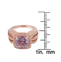 Suzy Levian Sterling Silver Cushion Cut Center Topaz Cocktail Ring