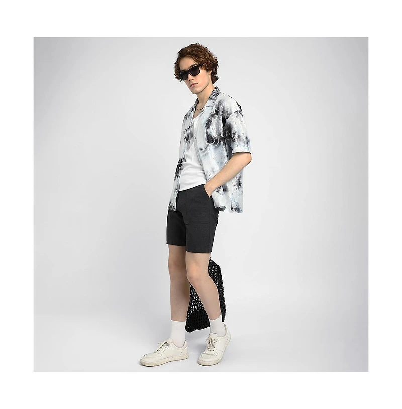 Campus Sutra Men's Tie-Dye Knit Oversized Shirt