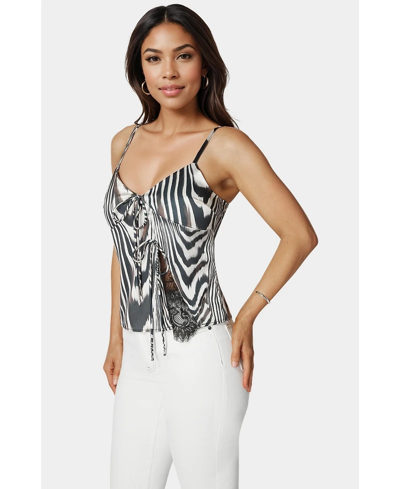 Bebe Women's Tie Front Satin Cami