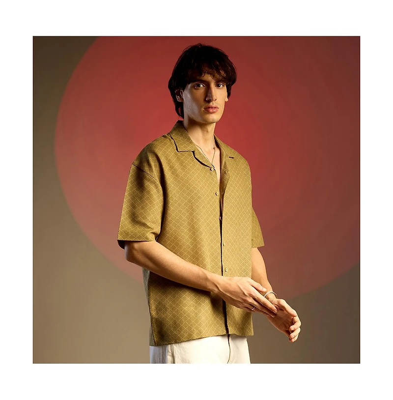 Campus Sutra Men's Quad-Lined Oversized Shirt