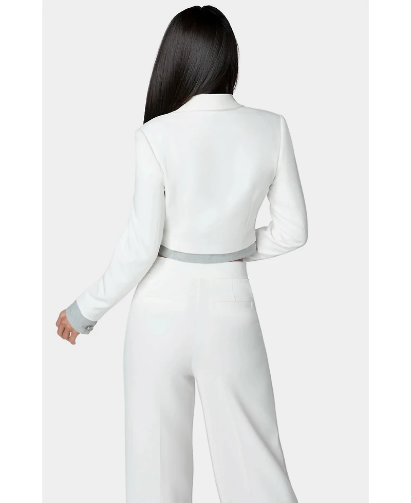 Bebe Cropped Eyelet Blazer
