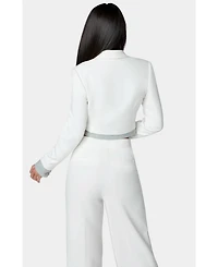 Bebe Cropped Eyelet Blazer