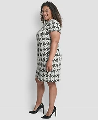 Dkny Plus Jewel Neck Rivets Sheath Short Dress