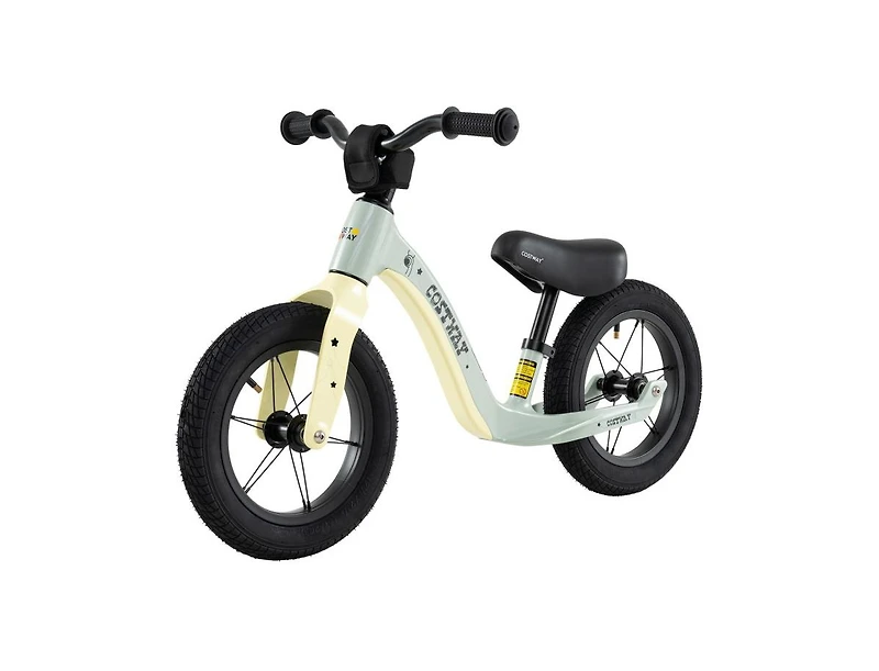 12 Inch Balance Bike with Adjustable Seat and Rotatable Handlebar for Ages 3+ - Green