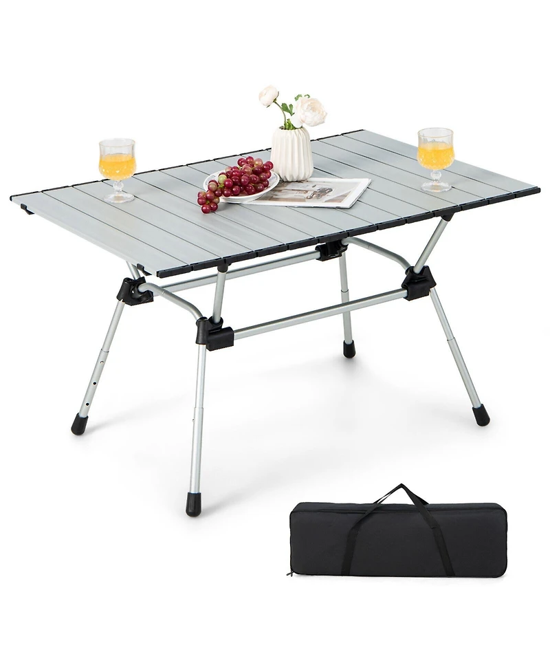 Folding Heavy-Duty Aluminum Camping Table with Carrying Bag