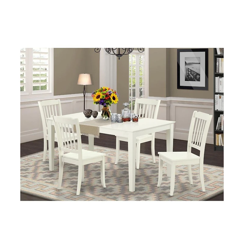 East West Furniture Dining Room Set Linen White