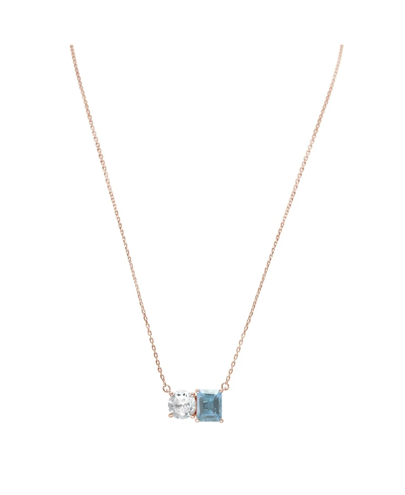 Suzy Levian Sterling Silver Topaz Two Stone Necklace