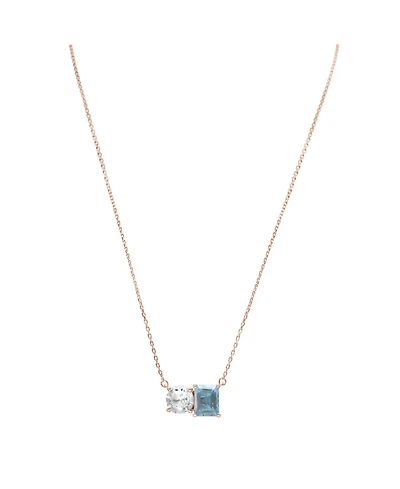 Suzy Levian Sterling Silver Topaz Two Stone Necklace