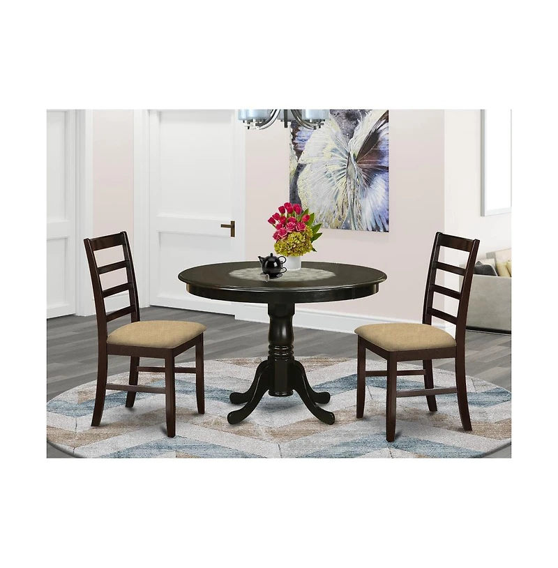 East West Furniture 3 Pc small Kitchen Table set-Dining Table and 2 Dinette Chairs