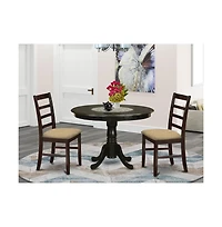 East West Furniture 3 Pc small Kitchen Table set-Dining Table and 2 Dinette Chairs