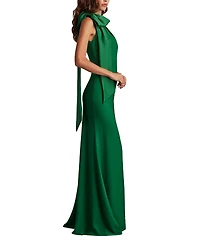 Tadashi Shoji Sims Shoulder Bow Halter Gown