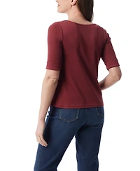 Gloria Vanderbilt Women's Alanis Boat Neck Elbow-Sleeve T-Shirt