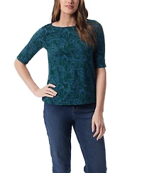 Gloria Vanderbilt Women's Alanis Printed Cuffed-Sleeve T-Shirt